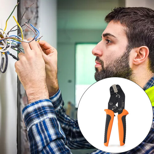 High Precise Crimping Plier for Battery Cable Lugs-Black Orange 1
