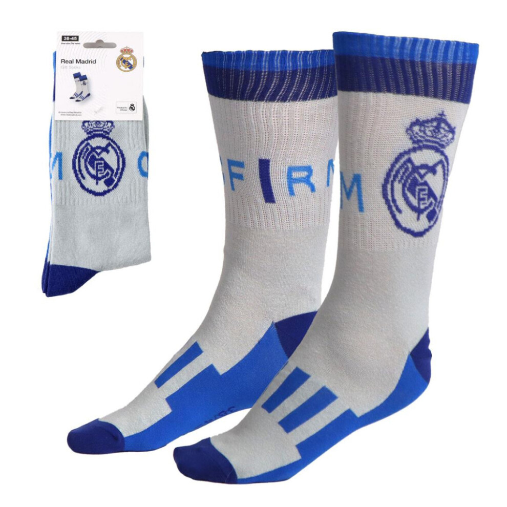Real Madrid Long Socks Size 38-45 Polycotton Adult