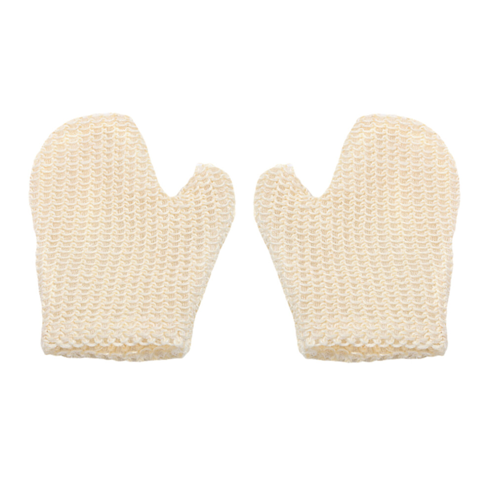 Happyyami White 4Pcs Exfoliating Shower Mitts Sisal Bath Gloves For Body Scrub