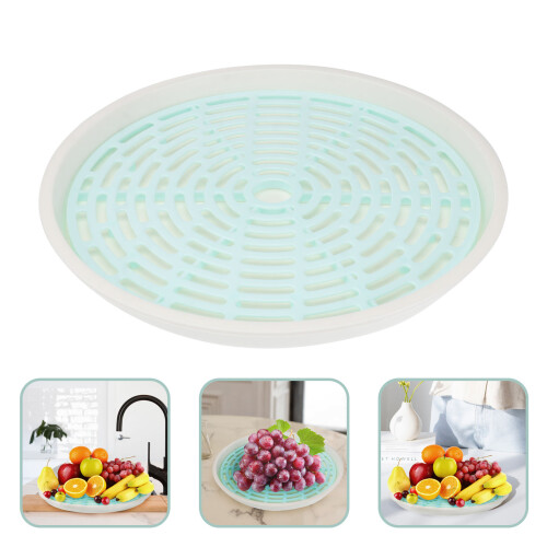 Practical Green PP Self-Draining Washing Fruit Plate for Kitchen 2