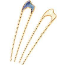 2Pcs Metal Hair Forks Vintage U-Shaped Hair Sticks for Women Wedding