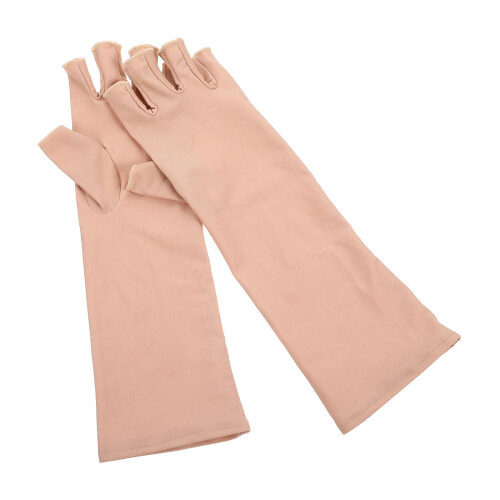 1Paio Maniche Protettive Khaki Per Donne, Traspiranti E Uv, Dita 2