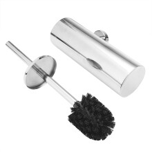 Escova de vaso sanitário eficiente em aço inoxidável, tripla ação para limpeza profunda, fácil de manter (preta, prateada), 40x8,5cm