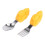 1Set Baby Feeding Spoon Fork Orange Silicone Stainless Steel Tableware 7