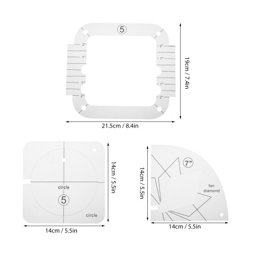 3Pcs Acrylic Diy Sewing Ruler With Different Shape Hollow Quilting Template 2