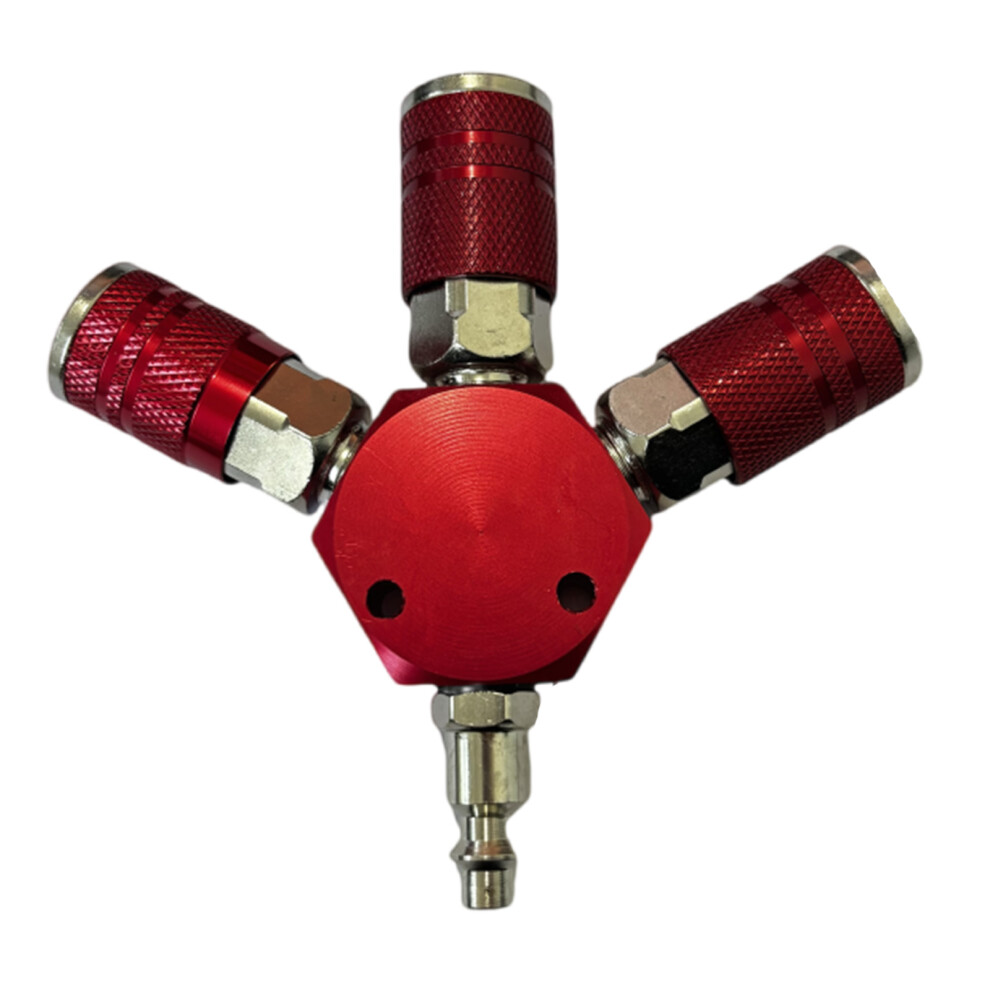 Three Way Manifold Quick Coupler Coupling For Air-Red 7696000998930