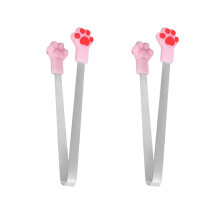 2Pieces Silicones Cats Paws Mini Tongs Perfect for Kids-Pink