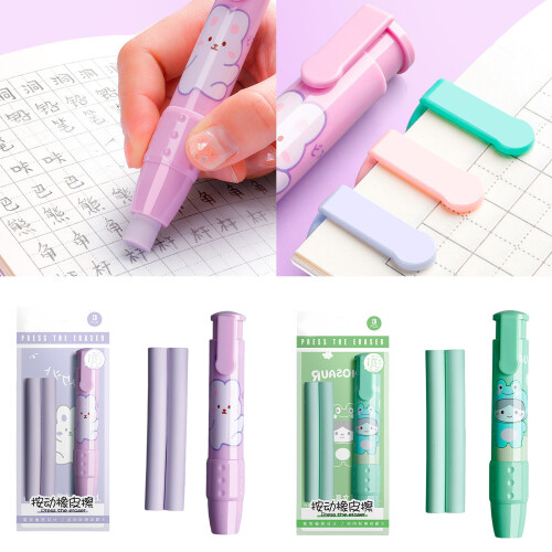 Pencil Erasers Retractable Mechanical Erasers-Cream bunny 2