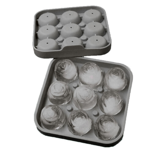 Ice Trays Rose Flower Shape Ice Maker Ice Silicone Mold-Black