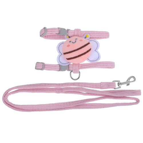 1Conjunto Peitoral Ajustável Para Cães E Rosa Nylon 2
