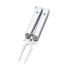 Golf Divot Tool Metal Foldable Silver For Turf And Green Maintenance Golf Accessories