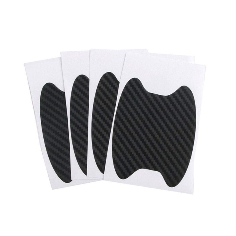 4Pcs Universal Carbon Fiber Car Door Handle Anti Scratch Protector Sticker Auto Door Handle Scratch Cover Guard Protective Film (Black) Black 9105992577408