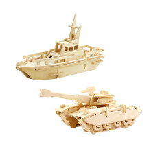 4Pcs 3D Wooden Puzzle Educational Toy Tank Vehicle
