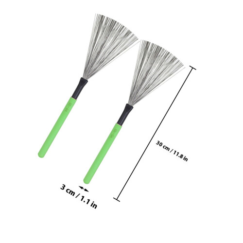 1Par Escova Para Bateria Aço Com De Bordo Verde 1