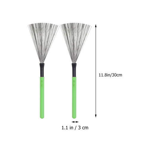 1Par Escova Para Bateria Aço Com De Bordo Verde 2