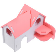 1Conjunto Vila PVC Para Hamster E Porquinho-Da-Índia Rosa
