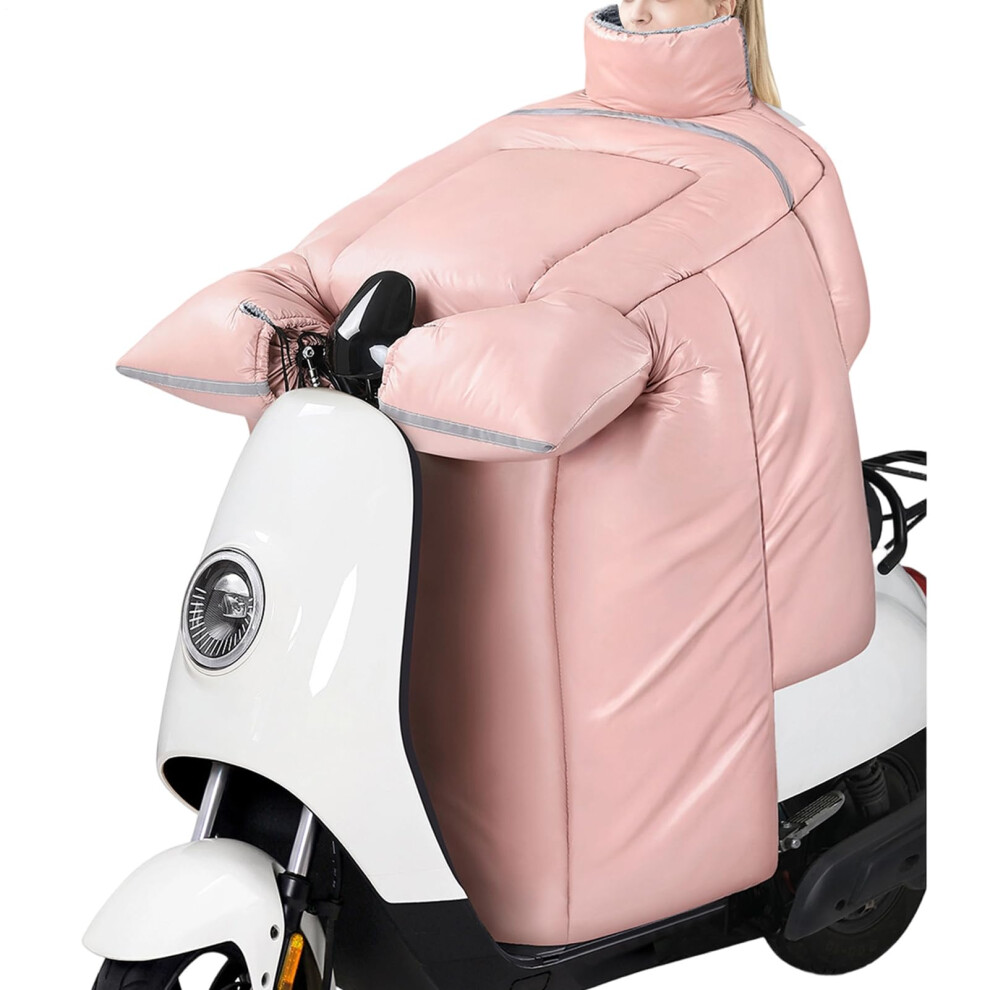 Motorcycle Leg Apron Cover Knee Chest Protection Waterproof Quilt Lining Plush Warm With Gloves For Women Scooter Pink 9001264173005