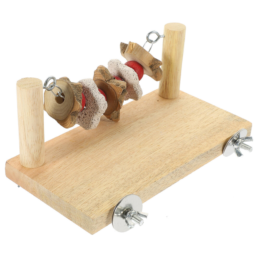 BeżOwy Kojec Drewniany Z Gryzakiem Dla PapużEk I Papug W Klatce-image