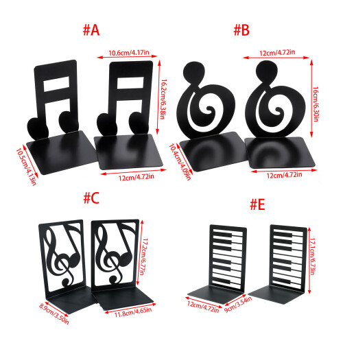 Metal Book End For Shelves Musical Note Bookend Slip-Note B320 1
