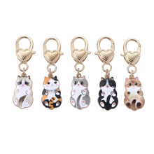 5pcs/set Enamel Cartoon Cat Knitting Stitches Markers Metal-A