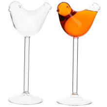 Pack of 2 Birdie Glass Martini Glasses Modern Cocktail Goblet