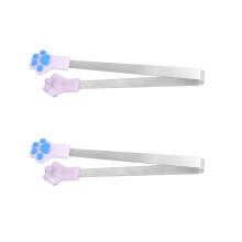 2Pcs Cats Paws Silicones Mini Tongs for Kids Perfect for-Purple
