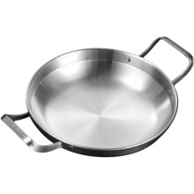 Seafood Rice Pot Handle, Stainless Steel Pan, Paella Pan, Snack Plate, Kitchen Drying Pot for Home Cooking Silver