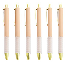 Stylo à bille rétractable, 6 pièces, stylo de signature-abricot