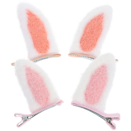 2Pares Presilhas De Pelúcia Com Orelhas De Coelho Para Infantil