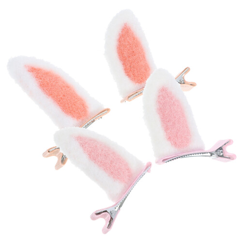 2Pares Presilhas De Pelúcia Com Orelhas De Coelho Para Infantil 2