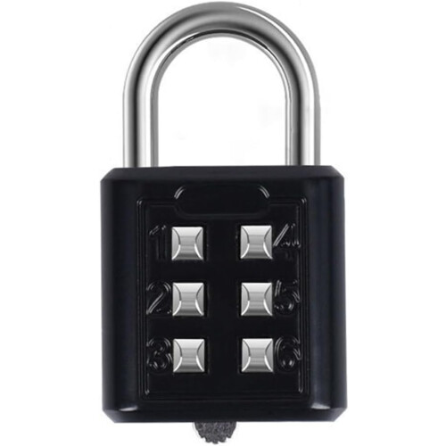 6Digit Combination Padlock Zinc Alloy Black AntiTheft Security For Suitcases With  Password Code 2