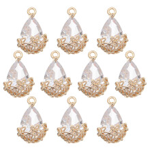 10Stk Wasserfall Anhänger Weiß Kristall Kupfer DIY Schmuck Basteln