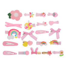 21Stk Haarspangen Weich, Rosa Cartoon Haarclip Für Kinder