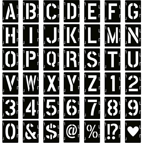 42Piece Letter Stencils Set, 515 cm Reusable Plastic Alphabet Stencil