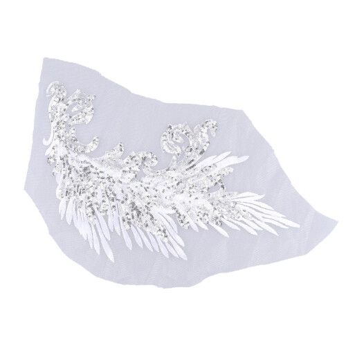 2Pz Patch Ricamate in Tessuto Argento Per E Borse Handmade