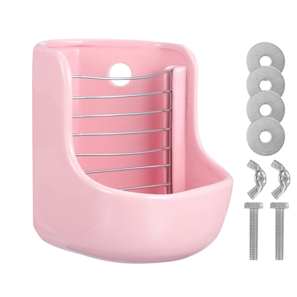 Ceramiczny RóżOwy Karmnik Do Klatki Dla KróLikóW I Szynszyli-image