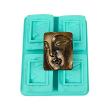 Soap Silicone Mould 4 Holes Buddhas Portrait Candle Molds-Green