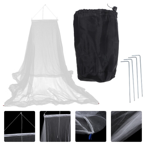 1Set Draagbaar Wit Dubbelbed Campingmuggennet Polyester 1