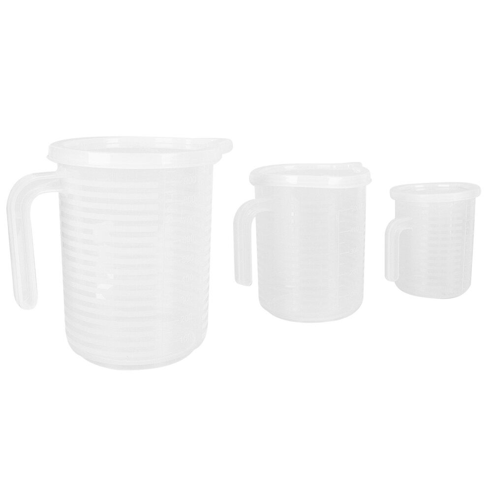 3Szt Przezroczyste Kubki Miarki Z Uchem I Pokrywką Do-image