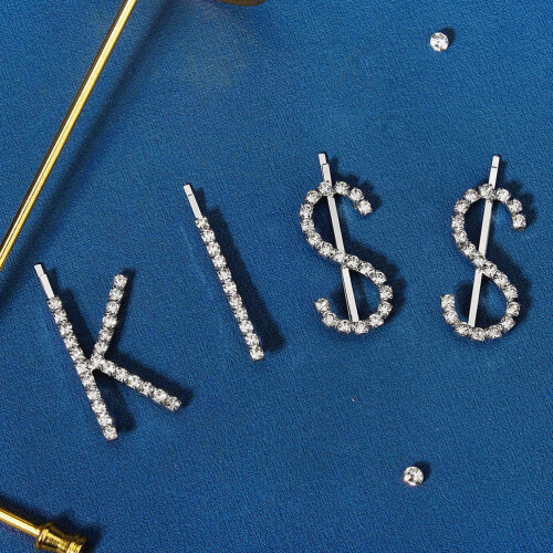 1Conjunto Presilhas De Com Letras Prateadas E 2