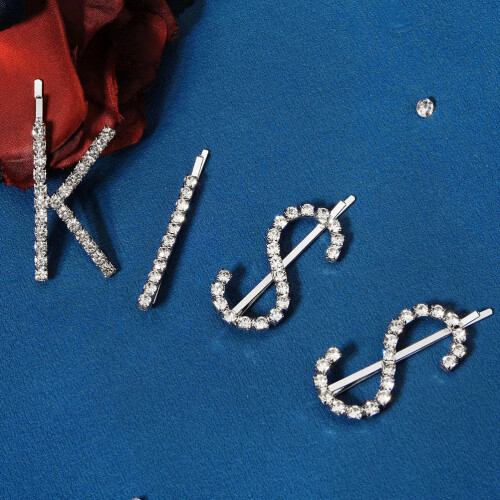 1Conjunto Presilhas De Com Letras Prateadas E 1