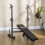 Homcom HOMCOM Adjustable Weight Bench with Barbell Rack, Dip Station, Grey 1
