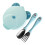 1Conjunto Tigela Infantil Azul Aço Para Comida E 1