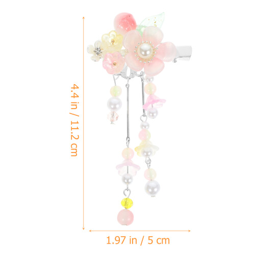 1Par De Hanfu Floresrosas Com Tassel Resina 2