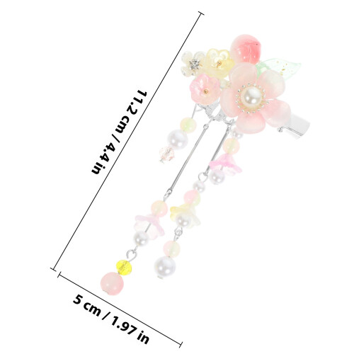 1Par De Hanfu Floresrosas Com Tassel Resina 1