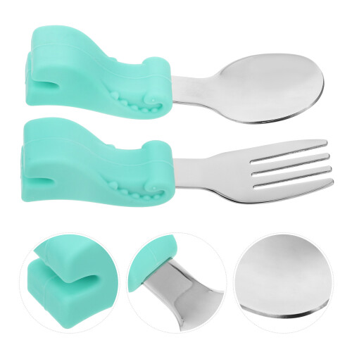 Talheres Bebê Silicone Treinamento Diversão 2