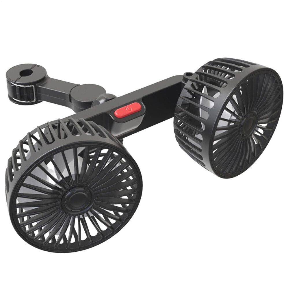 Car Rear Seat Fans Portable Threespeed Dualhead 360Degree Rotation For Beach Golf Cart Treadmill 9323874446677