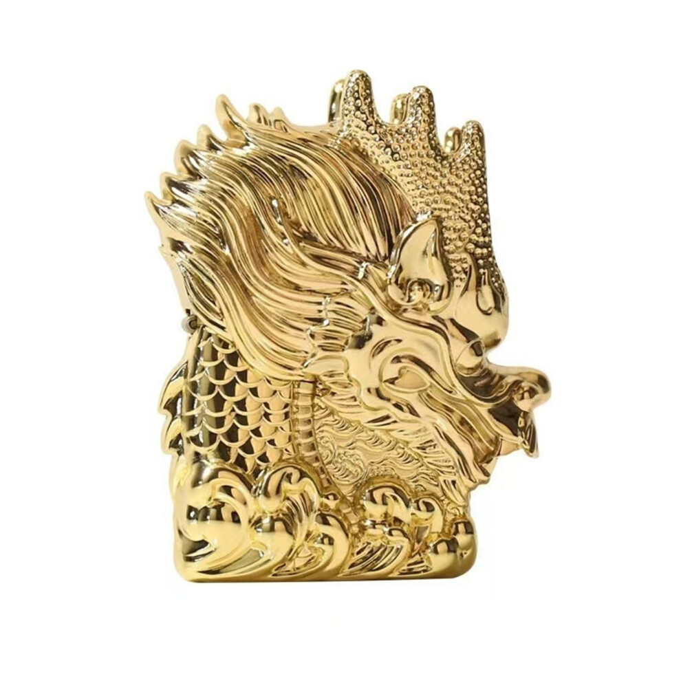 Gold Kerosene Lighter Handmade Embossed Brass, Grinding Wheel Ignition, Refillable, Vintage Windproof Finish