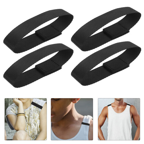 4Stk Schwarze Sportsärmel Halter Elastisch Polyester Für Spiele 2