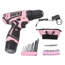 Pink Tool Kit For Home Repair, Cordless Drill Set With Rechargeable Battery And Ergonomic Handle - 12V Compact Design Rustproof Wear Resistant Tools F